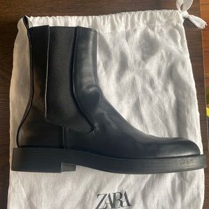 Zara Black Vegan Leather Lug Sole Boots AIRFIT Women 39 US 8